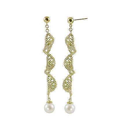 Cultured Freshwater Pearl 14k Gold Over Sterling Silver Brilliance Bead Earrings