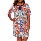 Liz Claiborne Elbow-sleeve Lace-up Dress- Plus