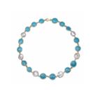 Womens Blue Quartz Gold Over Silver Strand Necklace