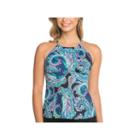 St. John's Bay Paisley Adjustable High Neck Tankini Swimsuit Top