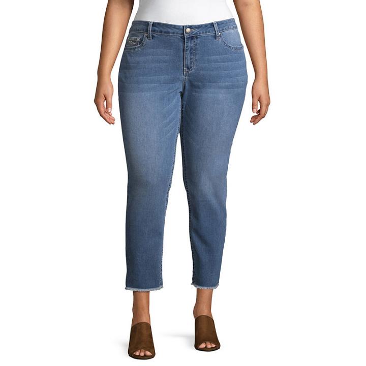 Love Indigo Embellished Pocket Crop Jean - Plus