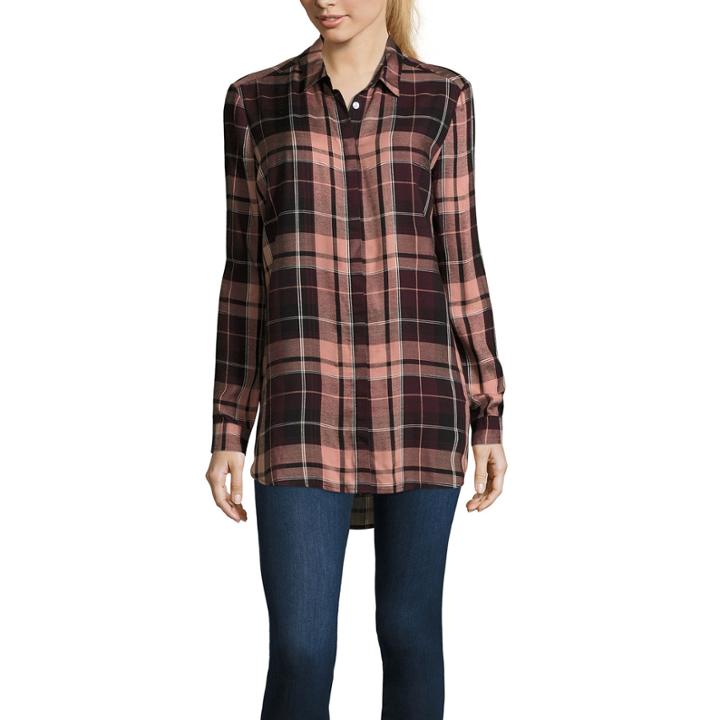 I Jeans By Buffalo Plaid Long Sleeve Tunic Top