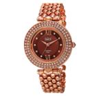 Burgi Womens Rose Goldtone Strap Watch-b-126rg
