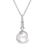 Womens 1/8 Ct. T.w. White Pearl Sterling Silver Pendant Necklace