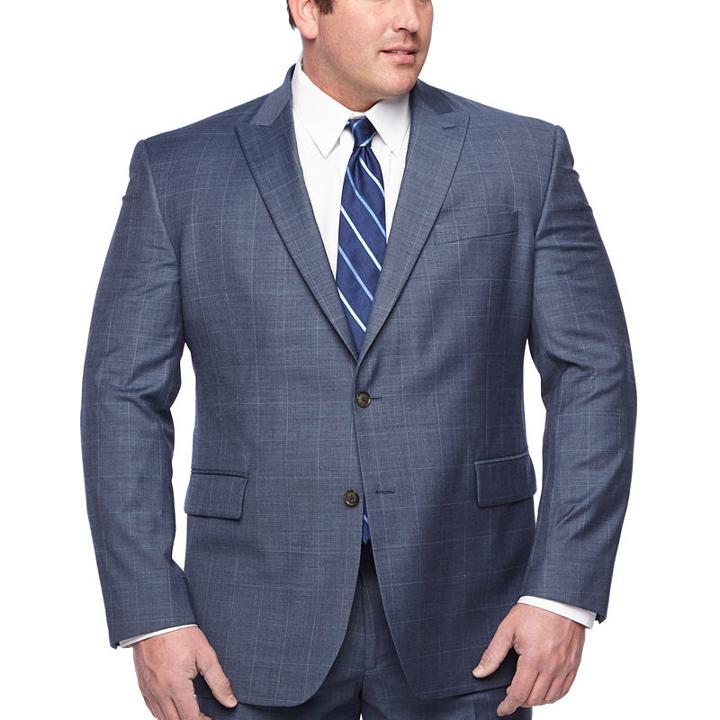 Stafford Plaid Classic Fit Stretch Suit Jacket-big And Tall