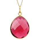 Womens Simulated Red Quartz Gold Over Silver Pendant Necklace