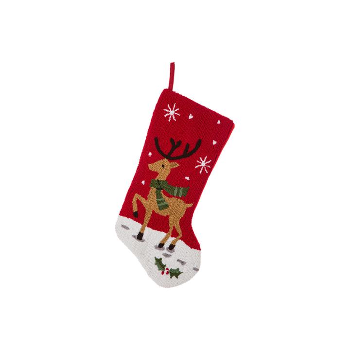 Glitzhome Reindeer Hooked Christmas Stocking