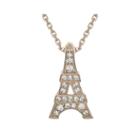 Diamond-accent 10k Rose Gold Eiffel Tower Mini Pendant Necklace