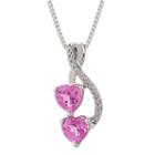 Womens Diamond Accent Pink Sapphire Heart Pendant Necklace