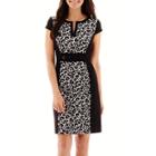 Studio 1 Cap-sleeve Animal Print Panel Sheath Dress - Petite