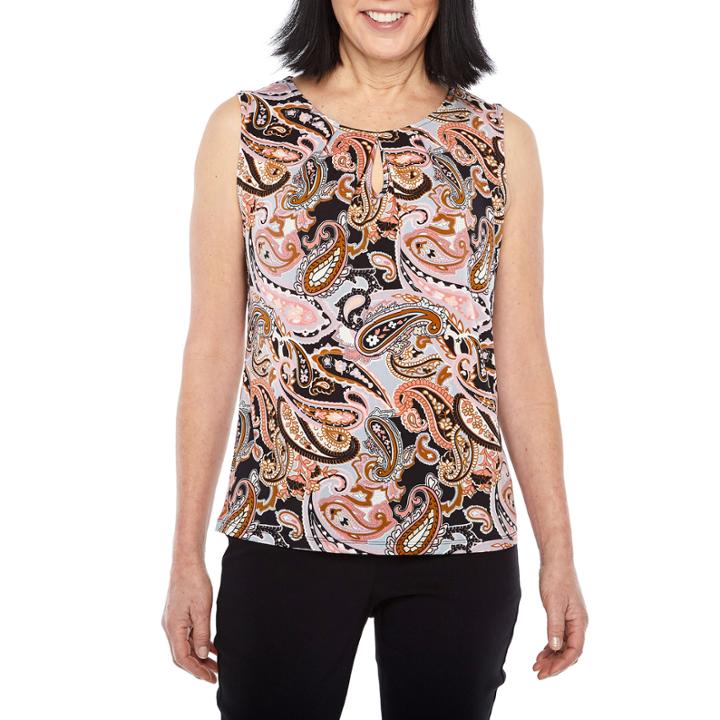 Black Label By Evan-picone Sleeveless Paisley Blouse
