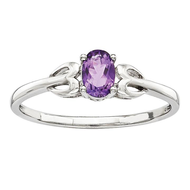 Womens Amethyst Purple Sterling Silver Delicate Ring