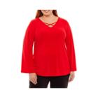 Worthington Long Sleeve Cross Front T-shirt-womens Plus