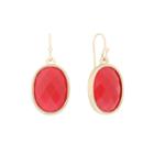 Liz Claiborne Oval Drop On Wire Coral & Gold-tone Earrings