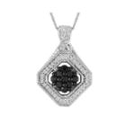1/2 Ct. T.w. White And Color-enhanced Black Diamond Sterling Silver Pendant Necklace