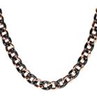 Pink Stainless Steel & Blk Ceramic Chain Necklace