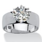 Diamonart Womens 4 Ct. T.w. Round White Cubic Zirconia Sterling Silver Engagement Ring