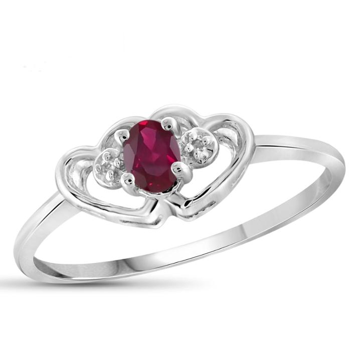 Lab-created Red Ruby And Diamond Accent In Sterling Silver Ring