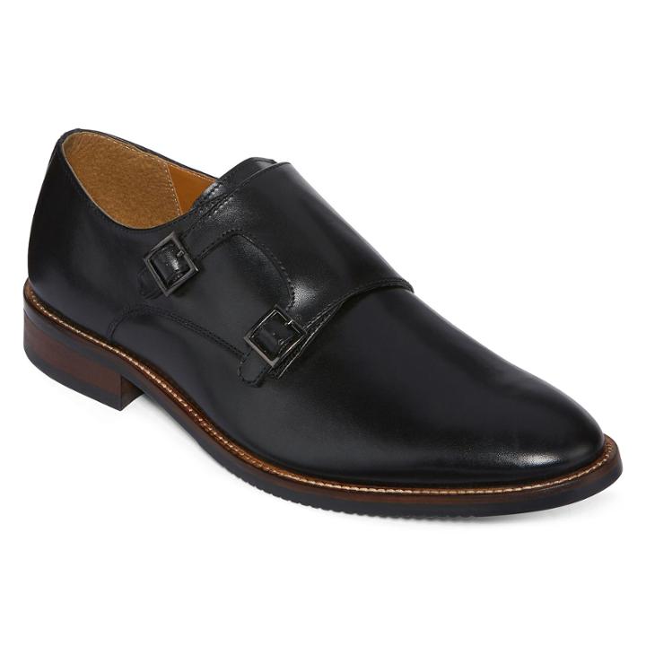 Stafford Redwood Mens Leather Double-monk Strap Dress Shoes