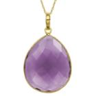Womens Simulated Purple Quartz Gold Over Silver Pendant Necklace