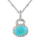 Womens Blue Opal Pendant Necklace