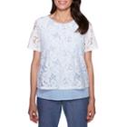 Alfred Dunner Blues Traveler Lace Overlay Blouse