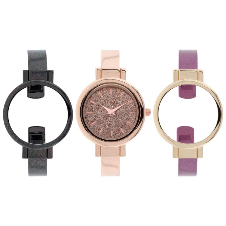 Interchangeable Band Womens Multicolor 3-pc. Watch Boxed Set-jcp2983bst