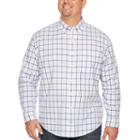 Izod Ls Oxford Tattersal Woven Long Sleeve Plaid Button-front Shirt-big And Tall