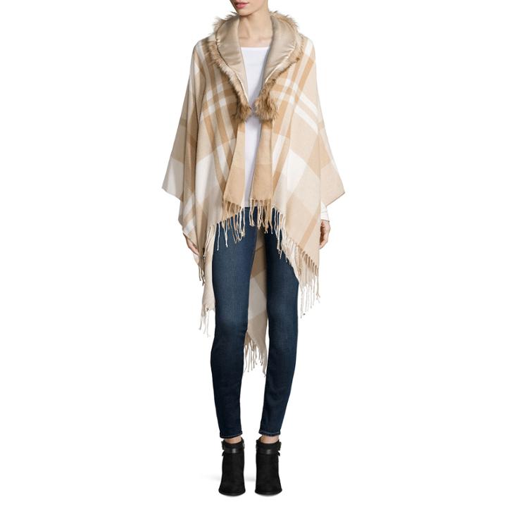 Mixit&trade; Plaid Wrap With Fur