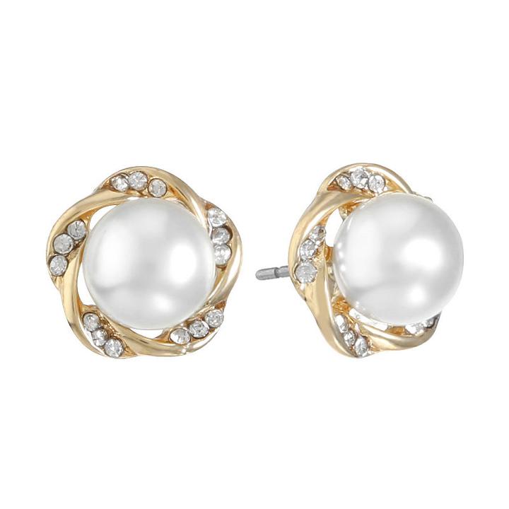 Monet Jewelry White 19.5mm Stud Earrings
