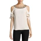 By & By Sleeveless Scoop Neck Crepe Blouse-juniors
