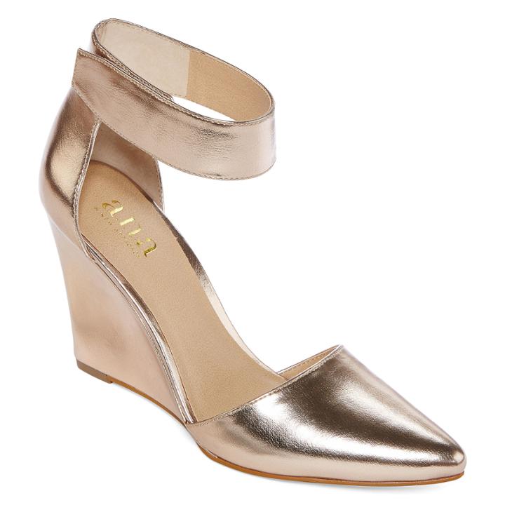 A.n.a Scarletta Ankle Strap Wedge Pumps