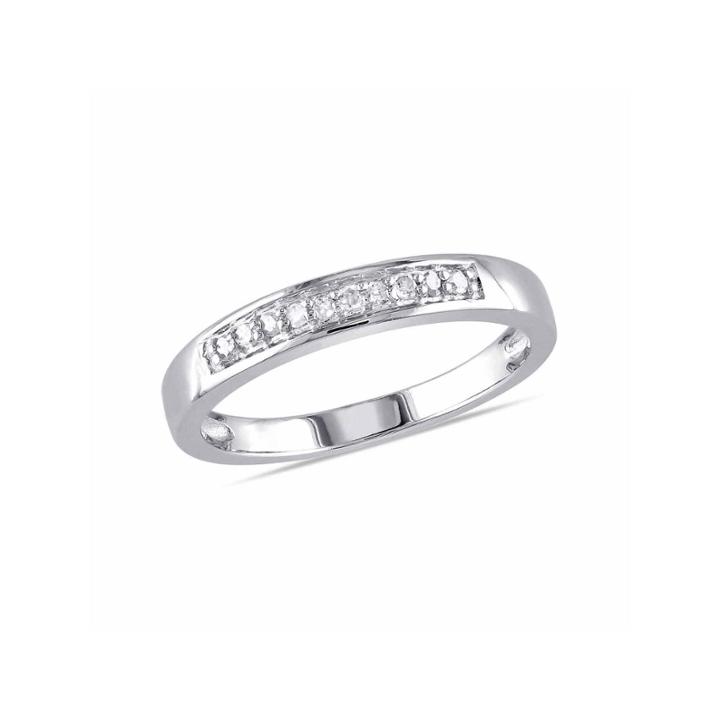 Womens 1/10 Ct. T.w. Genuine White Diamond Sterling Silver Wedding Band