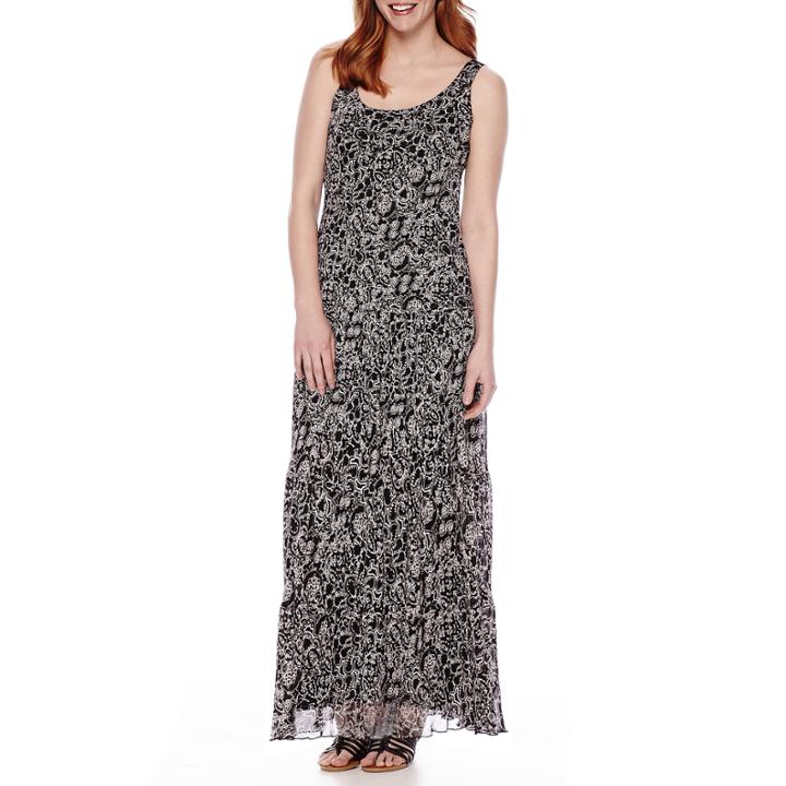 Black Label By Evan-picone Tiered Chiffon Maxi Dress