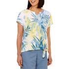 Alfred Dunner Blue Lagoon Short Sleeve V Neck Floral T-shirt-womens