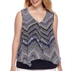 By & By Sleeveless Knit-to-woven Overlay Top With Necklace - Juniors Plus