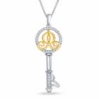 Enchanted Disney Fine Jewelry 1/10 C.t.t.w. Diamond 14k Gold Over Silver Cinderella Key Pendant Necklace