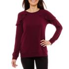 Liz Claiborne 3/4 Sleeve Sweatshirt-petites
