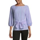 Liz Claiborne 3/4 Sleeve Tie Front Shirt