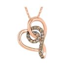 1/8 Ct. T.w. Champagne Diamond 10k Rose Gold Heart Pendant Necklace