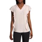 Liz Claiborne Flutter Sleeve V-neck Tee- Talls