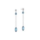 Genuine Swiss Blue Topaz 14k White Gold Two-stone Earrings