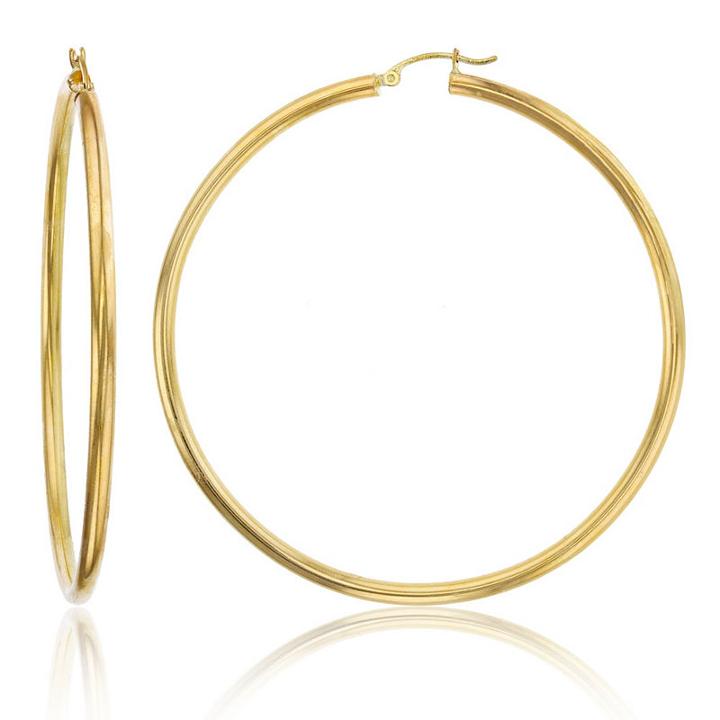 14k Gold 70mm Hoop Earrings