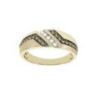 Mens 1/3 Ct. T.w. White And Champagne Diamond 10k Yellow Gold Band