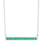 Simulated Emerald Bar Sterling Silver Necklace