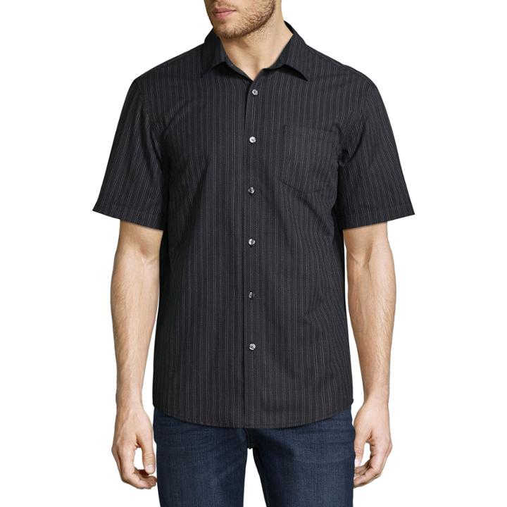 Claiborne Short Sleeve Stripe Button-front Shirt
