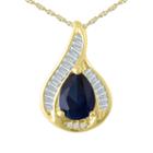 Womens Lab Created Blue Sapphire 10k Gold Over Silver Pendant Necklace