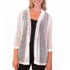 Nina Leonard Novelty Knit 3/4 Sleeve Godet Back Cardigan