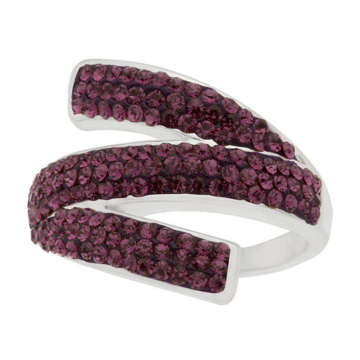 Sparkle Allure Sparkle Allure Plated Crystal Cocktail Ring Womens Purple Silver Over Brass Cocktail Ring