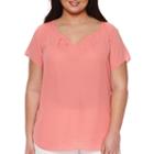 Worthington Short-sleeve Notch Neck Blouse - Plus